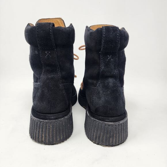 Rag & Bone Boots Women EU37.5/US7.5 Sloane Black Calf Suede Platform Lace-up - Picture 3 of 8